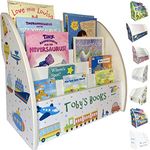 TINYSTANDS Transport-Themed Personalised Kids Bookcase for Boys - Safe, Handmade Bookshelf for Ages 1-5, Fully Assembled, Child-Friendly Design (Transport, Standard)