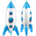 KatchOn, Big Blue Rocket Balloon - 33 Inch, Space Birthday Decorations | Rocket Ship Balloon for Outer Space Party Decorations | Space Party Favors | Space Ship Balloon for Space Themed Party Supplies