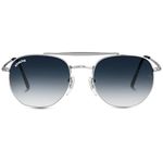 ROYALTAIL Full Rim Round Shape Sunglasses, Silver Frame, Blue Gradient Glass, Unisex Square 100% UV Protected | For Men & Women | For Eye Protection, Safety, Party, Styling & Driving (Marshal Warwick)