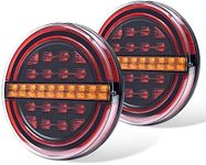 MICTUNING 2PCS 5.3'' Round Red/Ambe