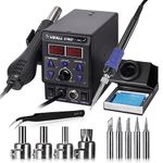 Yofuly Hot Air Rework Station, 750W Soldering Iron Station 2 in 1 SMD Soldering & Desoldering Kit, 100~480°C Adjustable Welding Station Set 8786D, Rapid Heating Within 5S, Lead-Free Solder