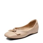 DREAM PAIRS Women's Dressy Ballet Flats, Comfortable Low Wedge Square Toe Shoes,Size 8.5,Nude,SDFA2309W