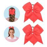 Large Cheer Bows for Cheerleaders Hair Bows for Girls Softball Hair Bows Teen Girls College Sports Elastic Ponytail Holder School Cheerleading Hair Accessories 8 Inch Bows for Girls 2 Pcs Orange