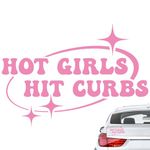 Jiayaus Car Stickers, HOT Girls HIT CURBS Car Sticker, Funny Car Stickers for Fashionable Ladies Driver, Weatherproof Cute Car Stickers (Pink)