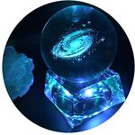 Excerando Galaxy Crystal Ball - Glass Ball Ornaments for Kids Night Lights with LED Lamp Base, Clear 80mm Glass Sphere Galaxy Lighting Gifts for Kids, Galaxy Lamp Childrens Night Lights