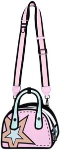 Original 2D Cartoon Crossbody Bag (Carly) - Fun Novelty Pop Art, Cross Body Shoulder Bags for Women, Senior Year, Daily and Travel (Mint Pink (with Star))
