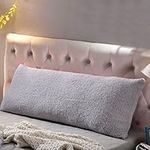 Reafort Ultra Soft Sherpa Body Pillow Cover/Case with Zipper Closure 21"x54" (Silver Grey, 53cm x 137cm Body Pillow Cover)