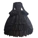 Eiyaclvo Renaissance Dress for Women Victorian Rococo Ball Gown Lolita Ruffle Layered Dress with Bow Gothic Victorian Dress, Black, 5X-Large