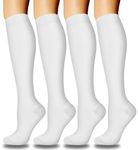 4 Pairs Graduated Copper Compression Socks for Women & Men Circulation 15-20 mmHg - Best Support for Nurses, Running