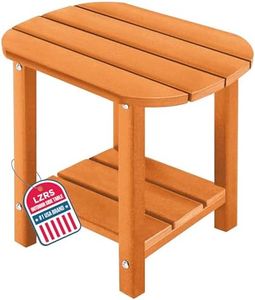 LZRS 2-Tier Patio Side Table, Heavy Duty HDPE Outdoor End Table with Wood Texture, Weatherproof Composite Table for Adirondack Chairs, Deck, Pool, Indoor/Outdoor, No Peeling Cracking(Orange)