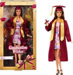 Barbie Signature Graduation Wishes Fashion Doll with Burgundy Robe & Tassel Cap, Collectible Toy in Giftable Packaging