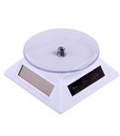 JEWELQUIPO Display Stand with Rotating Turntable, 500g Capacity, 360 Degree Rotation, Solar Powered, Black (Small, White)