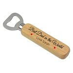 PERSONALISED Best Dad In The World Wooden Bottle Opener Gifts for Dad, Daddy, Grandad, Him - Fathers Day Gift Ideas - ANY NAME Bottle Opener Gifts from Son, Daughter, Children