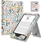 MoKo Case Fits All-New 6" Kindle (11th Generation, 2022 Release)/ Kindle (10th Gen,2019)/Kindle (8th Gen, 2016), Ultra Lightweight PU Shell Cover with Auto Wake/Sleep for Kindle 2022, Flowers