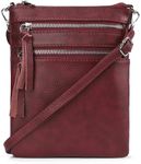 befen Small Genuine Leather Crossbody Purses for Women Trendy Travel Shoulder Handbags with Multiple Zipper Pockets, Vintage Wine Red, Small, Small Leather Crossbody Purse