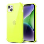 Svanove for iPhone 14 Plus Case Clear, Neon Bright Vibrant Color, Transparent Jelly Protective Silicone Phone Case Design for Women Girly Cute, Thin Slim Fit Soft Flexible TPU Bumper, Neon Yellow