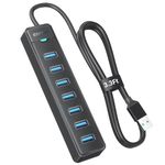 iDsonix 7 Port USB 3.0 Hub Long Cable [3.3Ft] USB Hub 5Gbps Data, USB Extension Multiport Adapter for PC, Laptop More