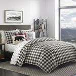 Eddie Bauer Mountain Collection 100% Cotton Soft & Cozy Premium Quality Plaid Comforter with Matching Sham, 2-Piece Bedding Set, Twin, Black