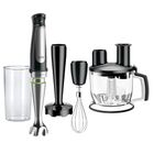 Braun MultiQuick Immersion Hand Blender + 6-Cup Food Processor, Whisk, Beaker, Masher, MQ7077, Black