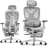 FLEXISPOT ErgoX Premium Ergonomic Office Chair with Footrest- Adjustable 3D Armrests, Dynamic Lumbar Support, Recline & Tilt Function, Mesh Seat, for Home & Office Use,Light Grey