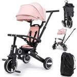 FYLO Xplor Baby Trike Foldable Tricycle Toddler Parent Handles Travel Bag Raincover - Pastel Pink