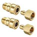 uxcell Garden Hose Brass Quick Connect Set Fittings M18x1.5 Male & M18 Female Thread Water Hose Connectors Pressure Washer Adapter, 2 Sets