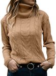 GeGekoko Womens Turtleneck Sweaters Cable Knit Long Sleeve Tops Pullover Soft Jumper Apricot