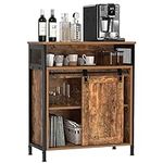 sogesfurniture Storage Cabinet, Sideboard Cupboard with Open Compartment, Sliding Barn Door,for Entryway, Living Room, Kitchen, Rustic Brown and Black,BHCA-10CZLDLR05TW