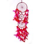 Good Aura Store Handmade Dream Catchers Wall Hangings for Home Decor Kids Room Bedroom Livingroom Balcony Feathers Dreamcatcher Wall Decorations Gift Items (Pack of 1, 18LX90Hcm, Pink&Red)