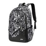 GUSTAVE® Travel Backpack 16 Inch Nylon Graffiti Backpack College Bags, Lightweight and Durable for School, Laptop, Outdoor Travel, Trendy Fashion, Spacious & Organized Storage, Black, 31cm×16cm×47cm