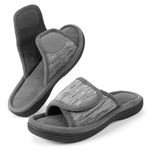 RockDove Women's Adjustable Wrap Memory Foam Slide Slipper, Size 7-8 US Women, Grey