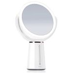 Fancii LED Makeup Mirror with Double-Sided 1x/ 10x Magnification, Rechargeable and Adjustable Brightness, Large Tabletop Magnifying Vanity Mirror (Nova)