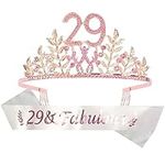 29th Birthday Decorations Party Supplies, 29th Birthday Gifts ,Pink 29th Birthday Tiara and Sash, It’s My 29th Birthday,