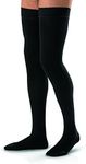 JOBST forMen Thigh High 20-30 mmHg Ribbed Dress Compression Stocking, Closed Toe, X-Large, Black