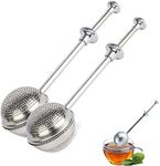 2 Pack Tea Balls for Loose Tea, Tea Infuser Tea Steeper Set, Tea Ball Strainer Infuser Ball Shape Push Style Stainless Steel Tea Strainer for Loose Leaf, Spices, Seasonings in Home or Office.