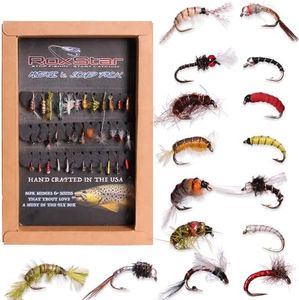 RoxStar Fly Fishing Shop | Proudly Hand Tied in The USA | Midge & Scud Trout Fly Assortment | Top 36 Producing Midge & Scud Trout Flies | Gift Box Included | (36 Pack)