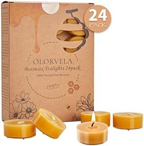 24 Pack Yellow Beeswax Tealight Candles, 4 Hours Burn Time Handmade Tea Light Candle,Natural Unscented Pure Beeswax Candles for Home Decor,Party,Ambiance