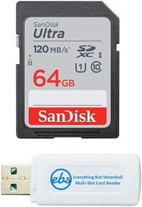 SanDisk 64GB SDXC SD Ultra Memory Card Works with Canon Powershot ELPH 180, 190 is, SX420 is, SX610 HS Camera UHS-I (SDSDUN4-064G-GN6IN) Bundle with (1) Everything But Stromboli Combo Card Reader
