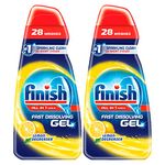 Finish Dishwasher Fast Dissolving Gel All in 1 Max Lemon 700 ml, Pack of 2, 2 x 700ml, 28 washes each, 2 x 28 washes, 56 washes