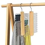 CheeseandU Wood Tie Rack Holder Premium Wooden Necktie Hanger Belt Storage Hanger Wood Center Organizer Belts Accessories for Men Ties Belts Scarves Tank Tops Accessories