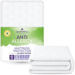 Slumberdown Anti Allergy Mattress Protector Single Bed - Allergy UK Approved for Allergy & Asthma Sufferers, Anti Bacterial, Soft Touch Quilted Cover - 30cm Elasticated Straps, Washable (90 x 190cm)