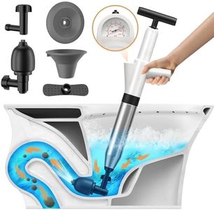 Toilet Plunger, Drain Clog Remover, High-Pressure Air Drain Blaster with Real-Time Barometer Powerful Drain Snake Sink Plunger Plumbing Tools, Plungers for Bathroom, Sink, Floor, Kitchen Clogged