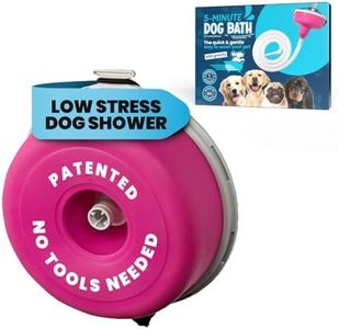 5-MinutePetBath Low Stress Dog Shower Attachment, Portable Pet Wash Station, Washing Kit, Epsom Salt Spa, Shower Hose for Dogs - Pink
