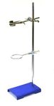 EISCO 10PK Chemical Resistant Steel Lab Stand Set - Support Stand (8" x 5"), 12mm Dia. Rod (23.6" L), Cork Lined Burette Clamp with Boss Head and Retort Ring (2.5" Dia)