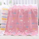 Koochie-Koo Cotton Cloud Designed 6 Layers Muslin Blanket For All Seasons Multipurpose Reversible Nursery Crib Quilt Cover Sheet For New Born Toddlers- 106X106 Cm (Pack of 1, Pink)