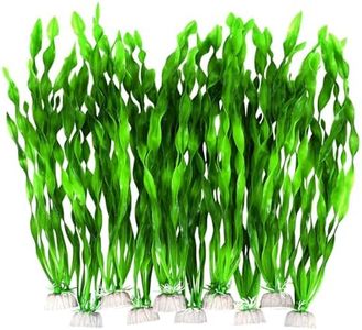 AQUANEAT Fish Tank Artificial Plants, Aquarium Plants Plastic, 12Inch Tall Fake Seaweed Decoration, Fish Tank Decorations,10packs