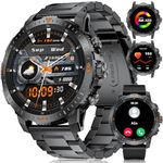 Military Smart Watch for Men Answer/Make Calls, 500mAH Outdoor Sport Fitness Tracker Watch with 100+ Sports Modes, 1.43"AMOLED Rugged Tactical Smartwatch for Android iOS with Heart Rate/Sleep Monitor