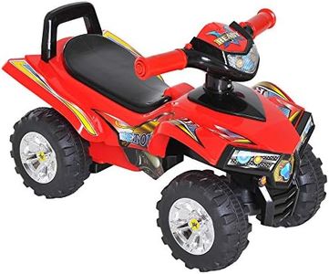 HOMCOM Quad Correpasillos Infantil Coche sin Pedales para Bebé Juguete Andador Estilo Carrera con Bocina Música Luces 60x38x42cm