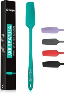 Silicone Jar Spatula | 600F Heat Resistant Non-Stick Rubber Scraper | Perfect for Jars, Smoothies, Blenders | One Piece Utensils | Durable Kitchen Cookware (UpGood Professional Spatulas, Teal)