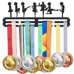 SUPERDANT Irish Dance Medal Holder Dancer Medals Display Black Iron Wall Mounted Hooks for 40+ Hanging Medal Rack Display Competition Medal Holder Display Wall Hanging 40x15cm